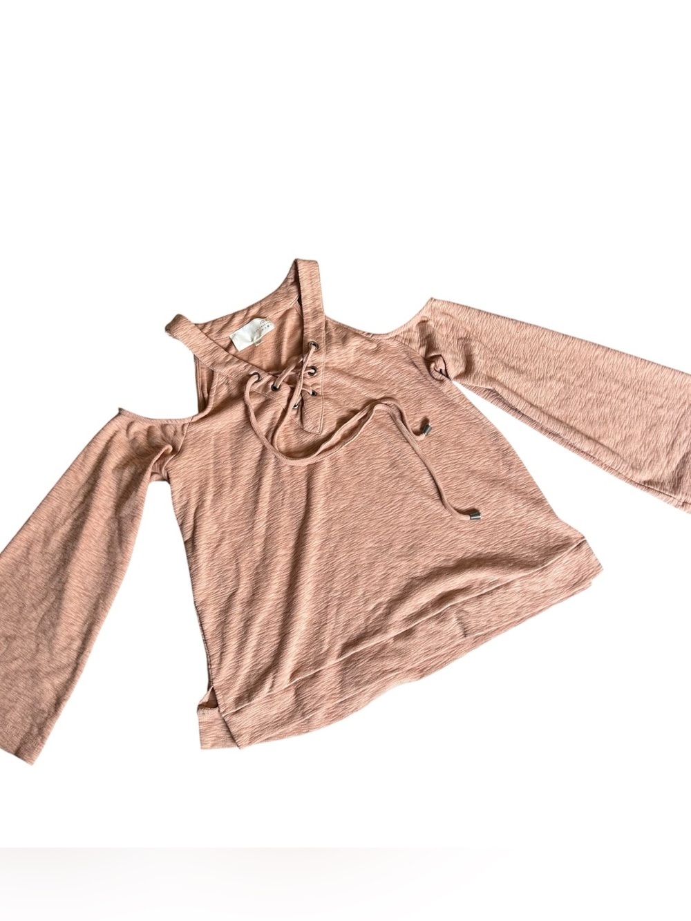 Salmon Pink JOA Top Off the Shoulder Cutout Design Shirt Women’s Size Medium Fit